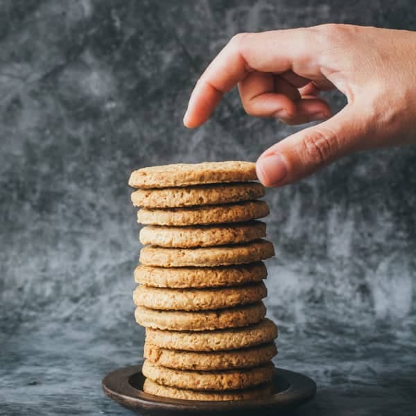 A stack of oatmeal cookies