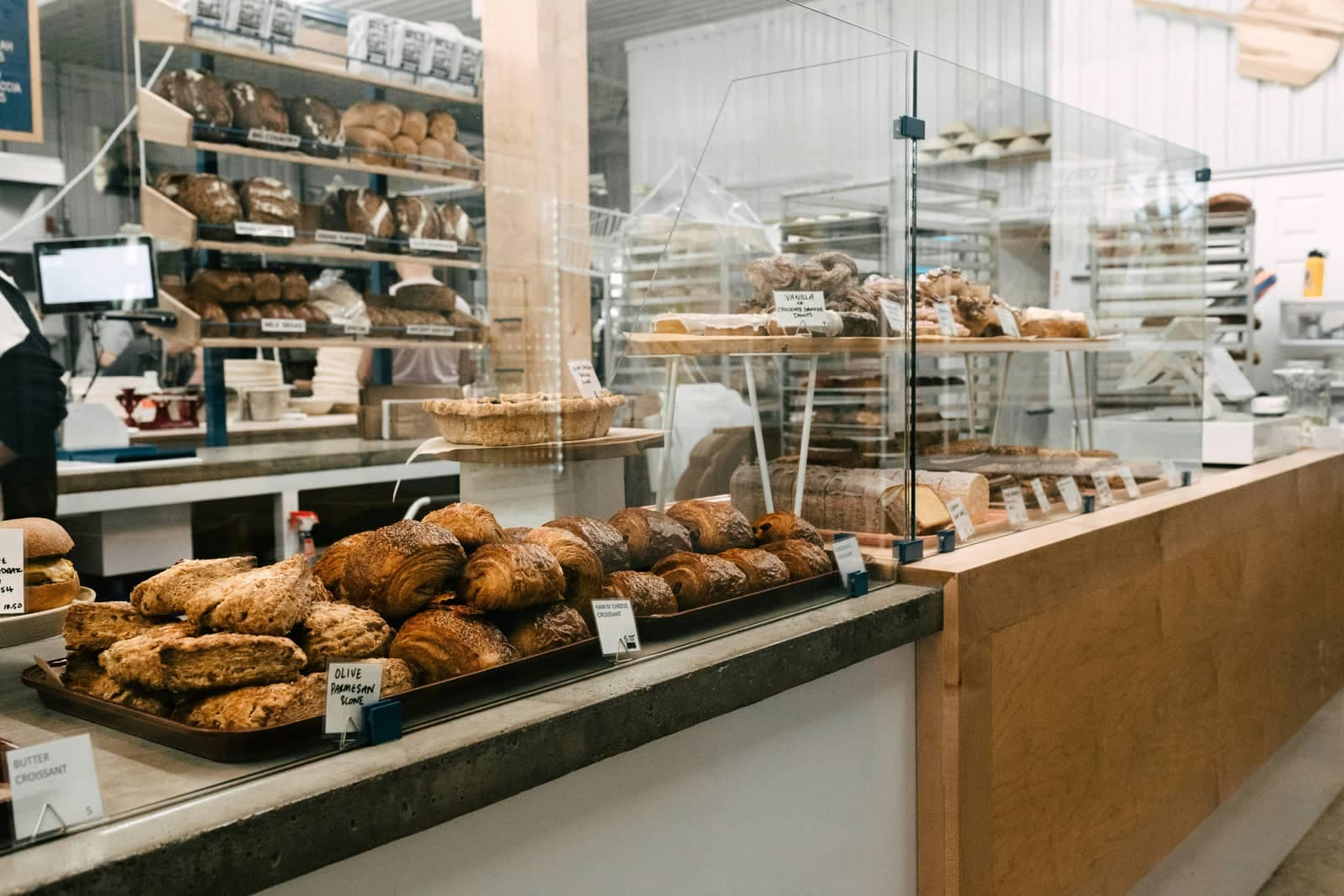 The pastry case at Lockerbie Bakehouse, full before opening